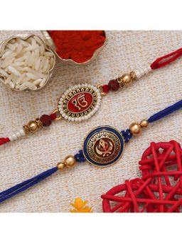 eCraftIndia - Ik Onkar and Khanda Sikh Symbols Religious Rakhi's with Roli Chawal