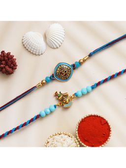 eCraftIndia - Om Symbol and Shrinathji Religious Designer Rakhi's with Roli Chawal