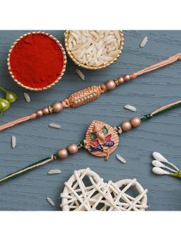 eCraftIndia - Pearls and Lord Ganesha Designer Rakhi's with Roli Chawal