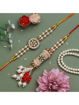 eCraftIndia - Pearls, Designer Bhaiya Bhabhi Rakhi with Roli Chawal