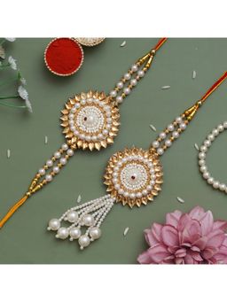 eCraftIndia - Pearls Designer Bhaiya Bhabhi Rakhi with Roli Chawal