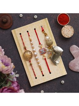 eCraftIndia - Floral, Pearls, Diamonds, Lumba Designer Rakhi's with Roli Chawal