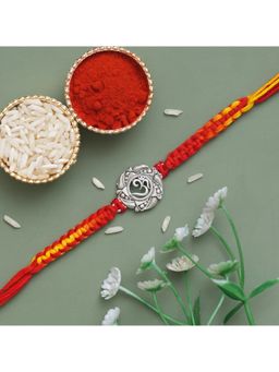 eCraftIndia - Traditional Om Symbol Rakhi for Brother with Red & Yellow Thread, with Roli Chawal
