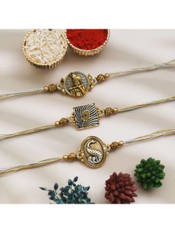 eCraftIndia - krishna Playing Flute, Peacock Feather, and Peacock Designer Rakhi's, with Roli Chawal