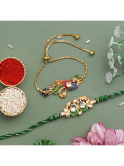eCraftIndia - Peacock Designer Rakhi and Bracelet Rakhi, with Roli Chawal