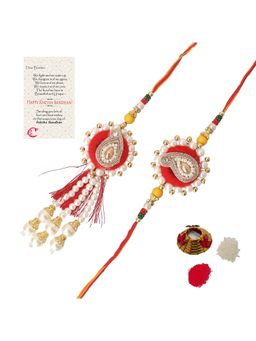 eCraftIndia - Bhaiya Bhabhi Rakhi's with Roli Chawal and Raksha Bandhan Greeting Card
