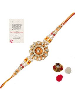 eCraftIndia - Designer Rakhi for Brother with Roli Chawal and Raksha Bandhan Greeting Card
