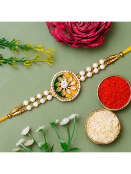 eCraftIndia - Designer Rakhi for Brother with Roli Chawal and Raksha Bandhan Greeting Card