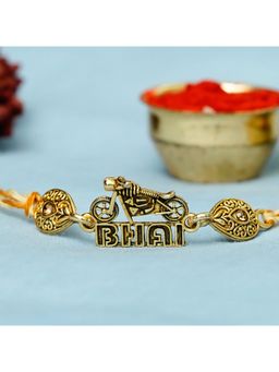 eCraftIndia - Bike with Bhai Word Designer Rakhi for Brother with Roli Chawal