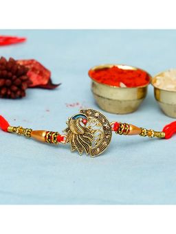 eCraftIndia - Designer Peacock Rakhi for Brother with Roli Chawal and Raksha Bandhan Greeting Card