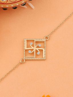 Ornate Jewels - 925 Silver American Diamond Swastik Rakhi for Brother with Roli Chawal