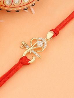 Ornate Jewels - 925 Silver American Diamond Ganesha Thread Rakhi for Brother with Roli Chawal