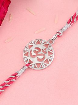 Ornate Jewels - 925 Silver Om Thread Rakhi for Brother with Roli Chawal
