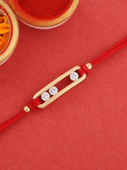 Ornate Jewels - 925 Silver American Diamond Look Thread Rakhi for Brother with Roli Chawal