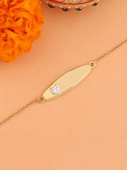 Ornate Jewels - 925 Silver American Diamond Look Rakhi Bracelet for Brother with Roli Chawal