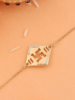 Ornate Jewels - 925 Silver American Diamond Swastik Rakhi for Brother with Roli Chawal