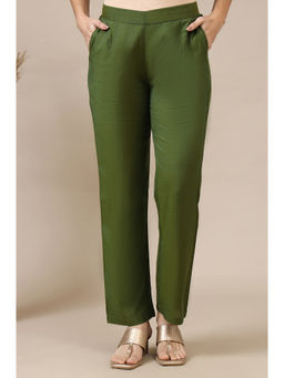 Aurelia - Women Green Solid Modal Rayon Ankle Length Palazzos