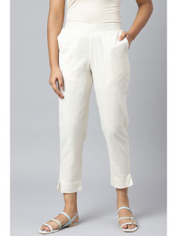 Aurelia - Women Natural Solid Regular Fit Trousers