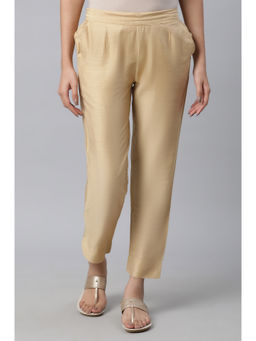 Aurelia - Women Gold Solid Regular Fit Trousers