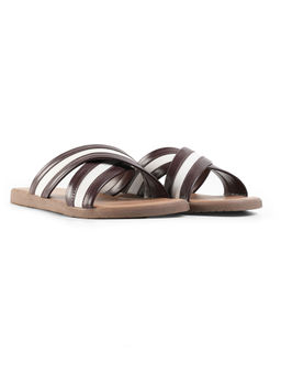 Monkstory - Men Brown Cross-Strap Sandals
