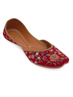 NR by Nidhi Rathi - Red Velvet Embellished Juttis
