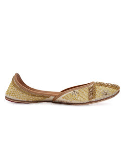 NR by Nidhi Rathi - Gold Hand-Embroidered Leather Ethnic Juttis