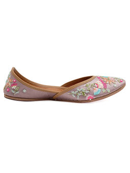 NR by Nidhi Rathi - Purple Fabric Embroidered Juttis