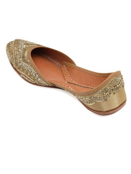 NR by Nidhi Rathi - Gold-Toned Fabric Embroidered Juttis