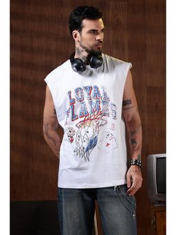 Eszett - Men's White Cotton Typography Oversized Fit T-Shirt