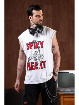 Eszett - Men White Cotton Typography Oversized Fit T-Shirt