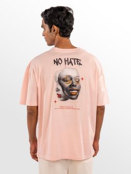 Eszett - Men Pink Cotton Graphic Oversized Fit T-Shirt