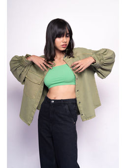 FREAKINS - Olive Pleated Shacket