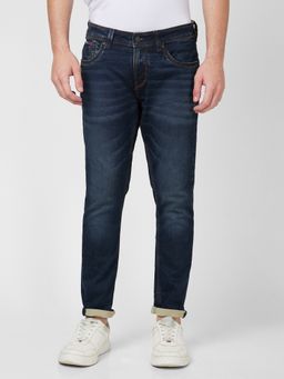 Spykar - Mid Rise Slim Fit Straight Length Navy Blue Jeans