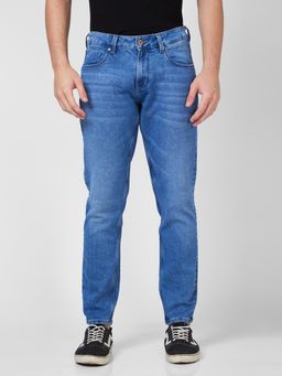 Spykar - Mid Rise Slim Fit Straight Length Blue Jeans