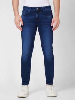 Spykar - Mid Rise Slim Fit Straight Length Navy Blue Jeans