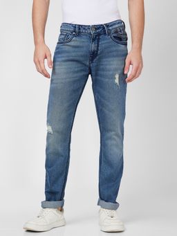 Spykar - Mid Rise Regular Fit Narrow Length Blue Jeans