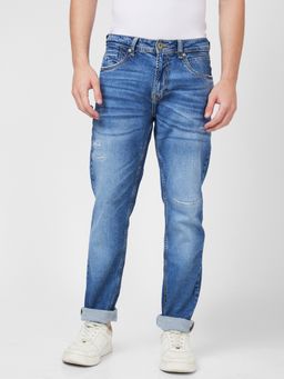 Spykar - Low Rise Comfort Fit Straight Length Blue Jeans