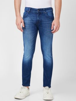 Spykar - Mid Rise Slim Fit Straight Length Blue Jeans