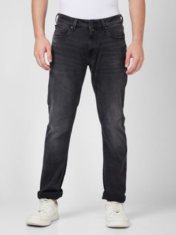 Spykar - Mid Rise Regular Fit Narrow Length Black Jeans