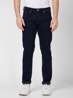 Spykar - Mid Rise Regular Fit Narrow Length Navy Blue Jeans