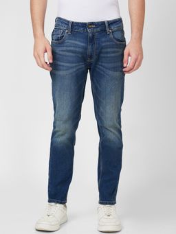 Spykar - Mid Rise Regular Fit Narrow Length Navy Blue Jeans
