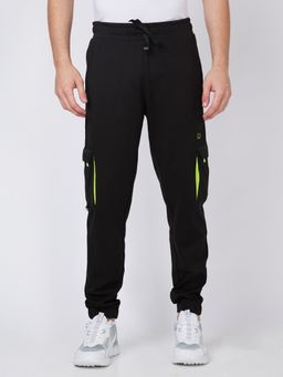 Spykar - Ankle Length Mid Rise Black Track Pant
