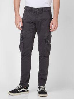 Spykar - Tapered Fit Mid Rise Ankle Length Grey Cargo
