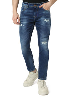 Spykar - Mens Blue Slim Fit Mid Rise Cotton Jeans