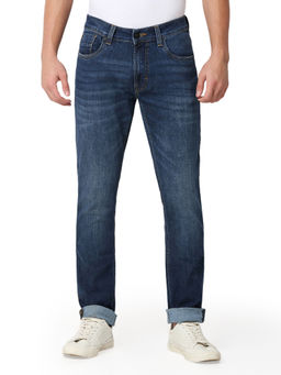 Spykar - Mens Blue Regular Fit Mid Rise Cotton Jeans