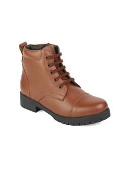 XHUGOY - Women Tan Leather Casual Boots