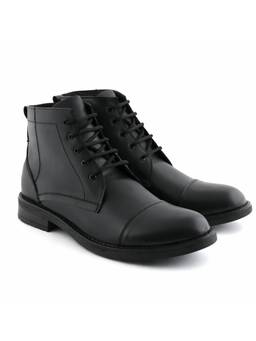 XHUGOY - Men Classic Black Lace-Ups Casual Boots