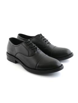 XHUGOY - Black Premium Leather Oxfords for Men