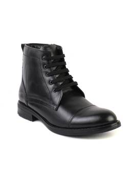 XHUGOY - Men Black Elegant Genuine Leather Casual Boots