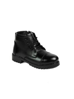 XHUGOY - Women Black Leather Lace-Ups Casual Boots